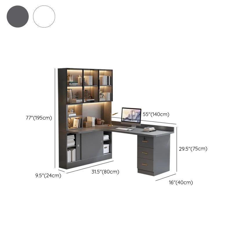 Bureau d'écriture à tiroir verrouillable de style moderne, bureau de chambre à coucher avec rangement et tiroirs Clearhalo