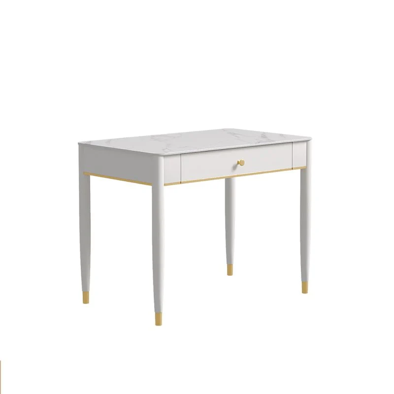 Bureau d'écriture à 2 tiroirs, bureau de forme rectangulaire en blanc Clearhalo