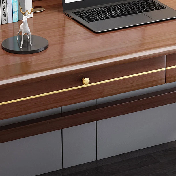 Bureau d'écriture à 2 tiroirs, bureau rectangulaire en bois massif, 23,62 po de largeur Clearhalo