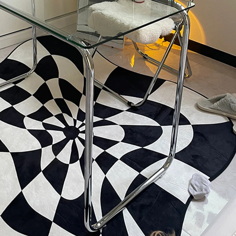 Bureau d'écriture en verre de Style moderne, Table de travail de forme rectangulaire avec 2 pieds pour la maison Clearhalo