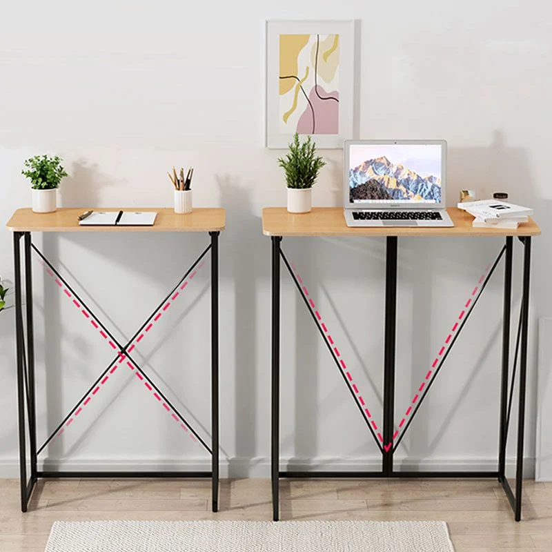 Bureau debout contemporain en bois, bureau d'écriture rectangulaire pliant en jaune Clearhalo