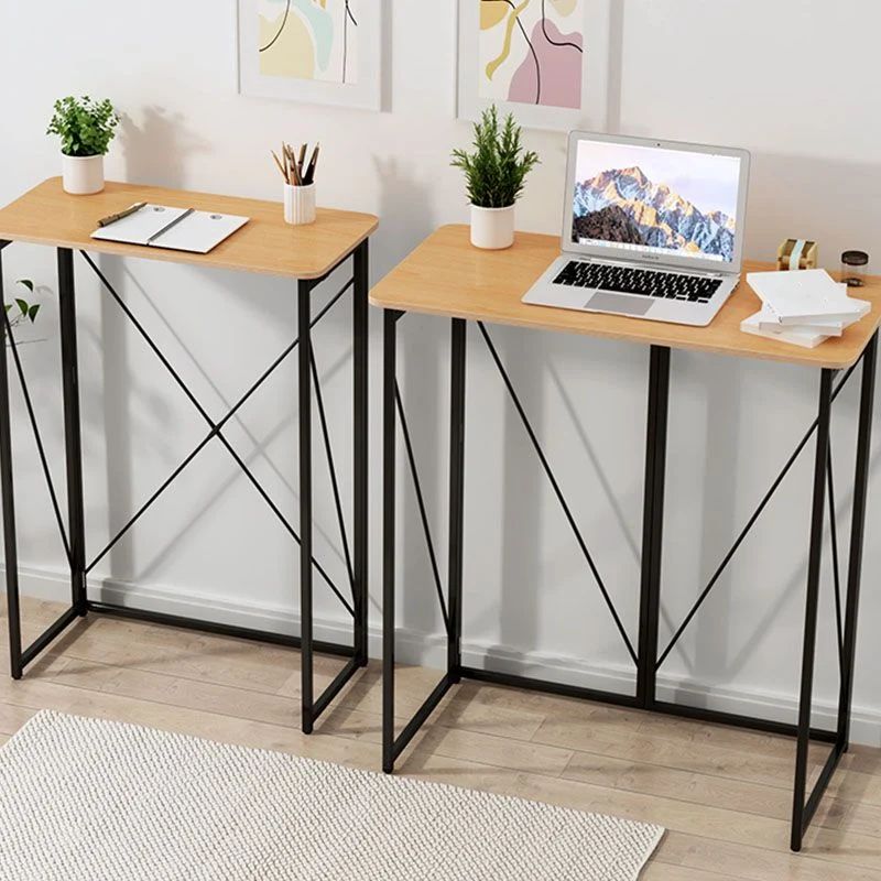 Bureau debout contemporain en bois, bureau d'écriture rectangulaire pliant en jaune Clearhalo