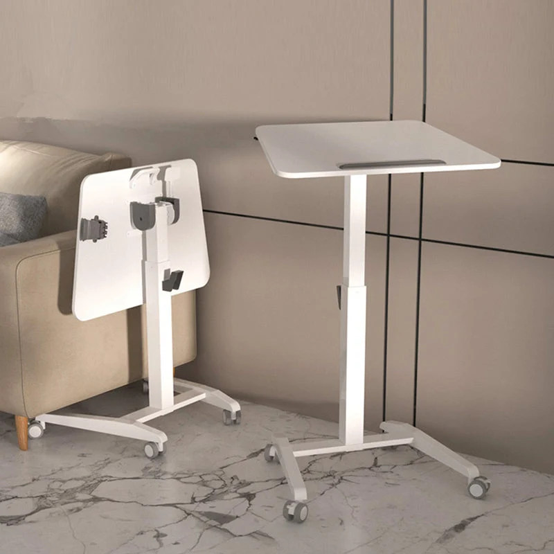 Bureau debout de forme rectangulaire en bois noir/blanc avec roulettes Clearhalo
