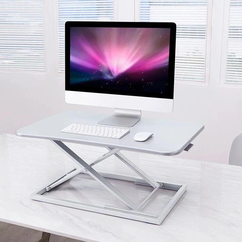 Bureau debout de forme rectangulaire pliable en métal, noir/blanc/gris Clearhalo