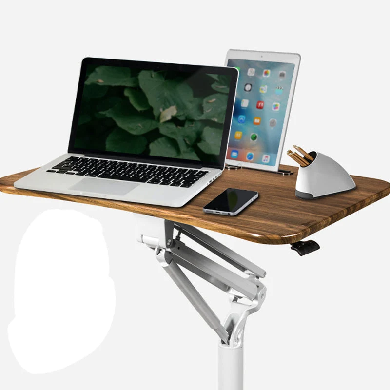 Bureau debout moderne avec roulettes, base en métal en forme de H, pour la maison ou le bureau Clearhalo