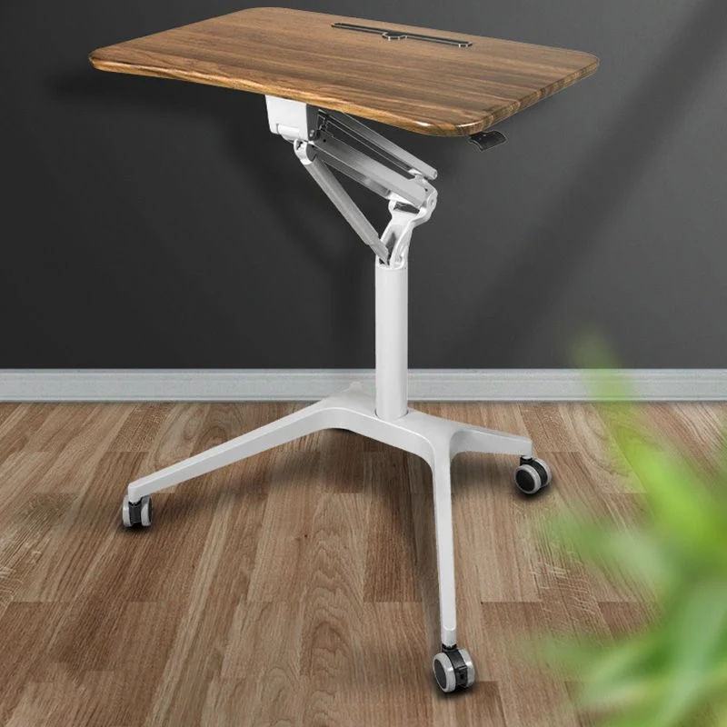 Bureau debout moderne avec roulettes, base en métal en forme de H, pour la maison ou le bureau Clearhalo