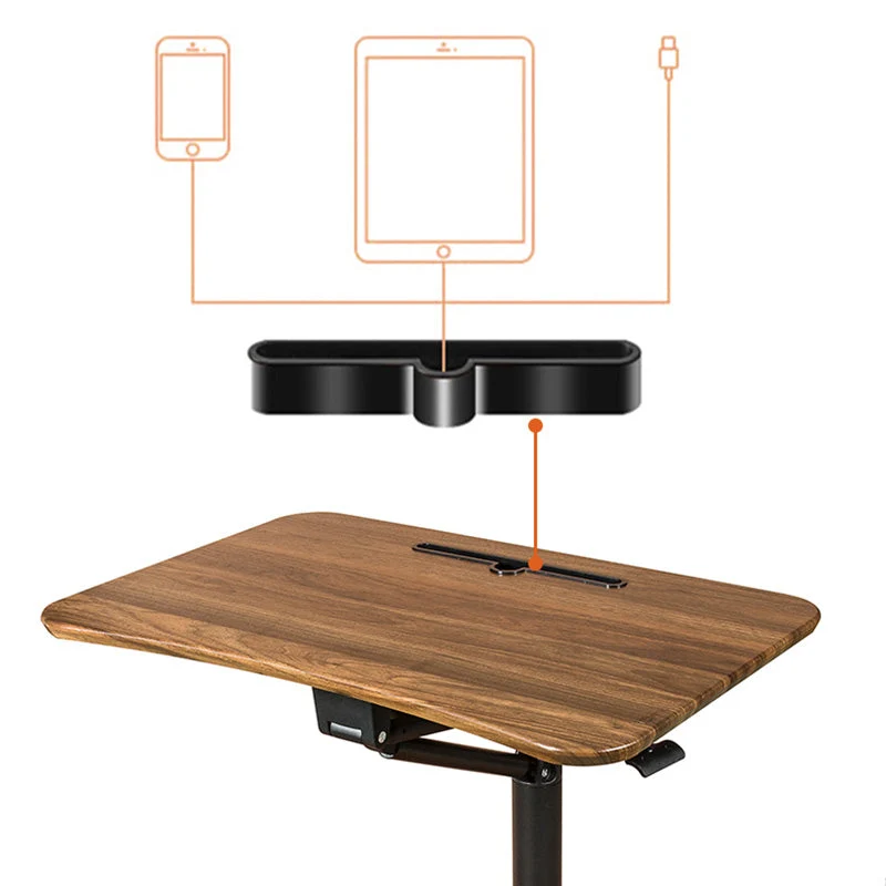 Bureau debout moderne avec roulettes, base en métal en forme de H, pour la maison ou le bureau Clearhalo