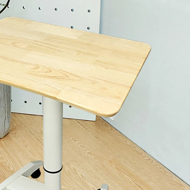 Bureau debout moderne en bois massif avec base en métal en forme de H Clearhalo