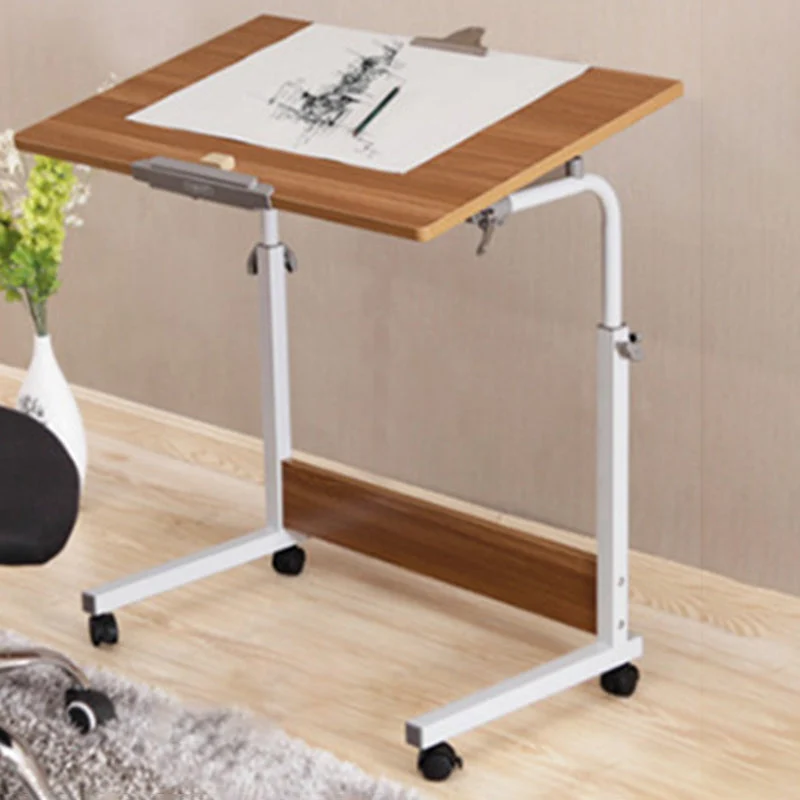 Bureau debout moderne, bureau rectangulaire en bois avec roulettes Clearhalo