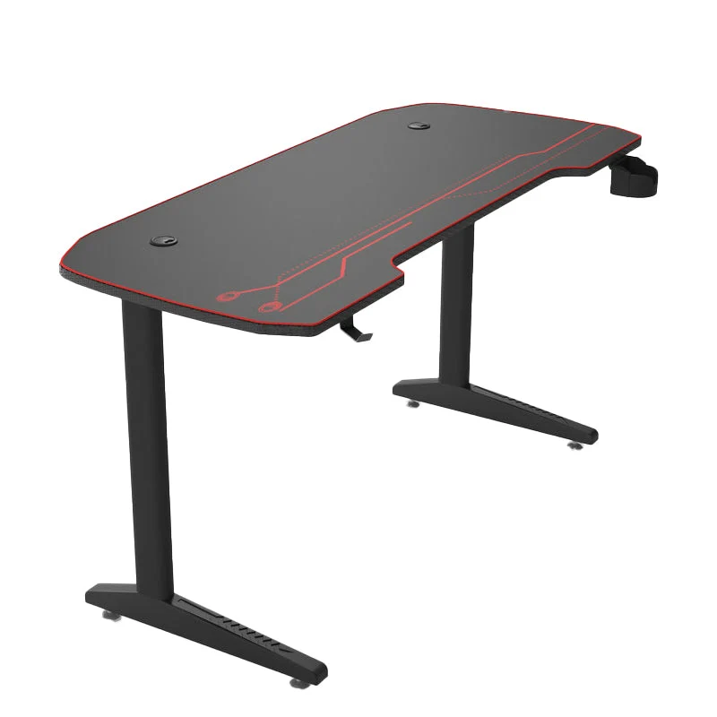 Bureau debout réglable contemporain en forme de T, bureau de jeu noir Clearhalo