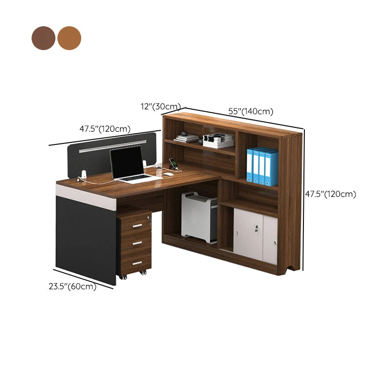 Bureau de direction avec gestion des câbles, piédestal, bureau en forme de L avec tiroirs Clearhalo
