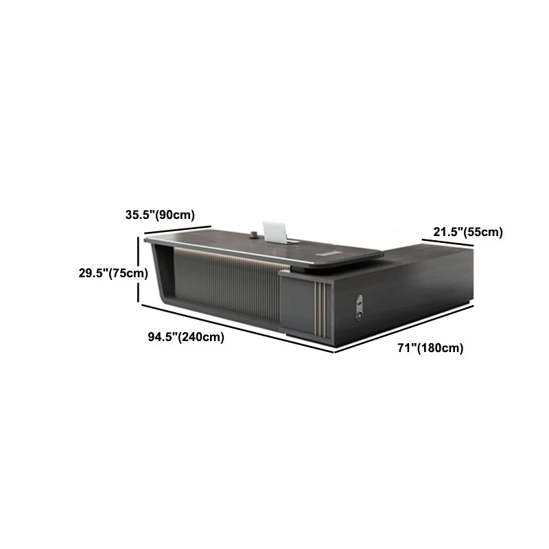 Bureau de direction contemporain en forme de L avec 2 tiroirs Clearhalo
