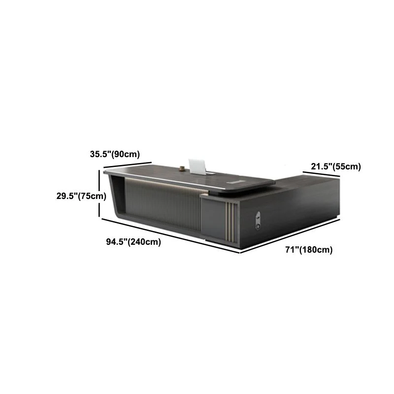 Bureau de direction contemporain en forme de L avec 2 tiroirs Clearhalo