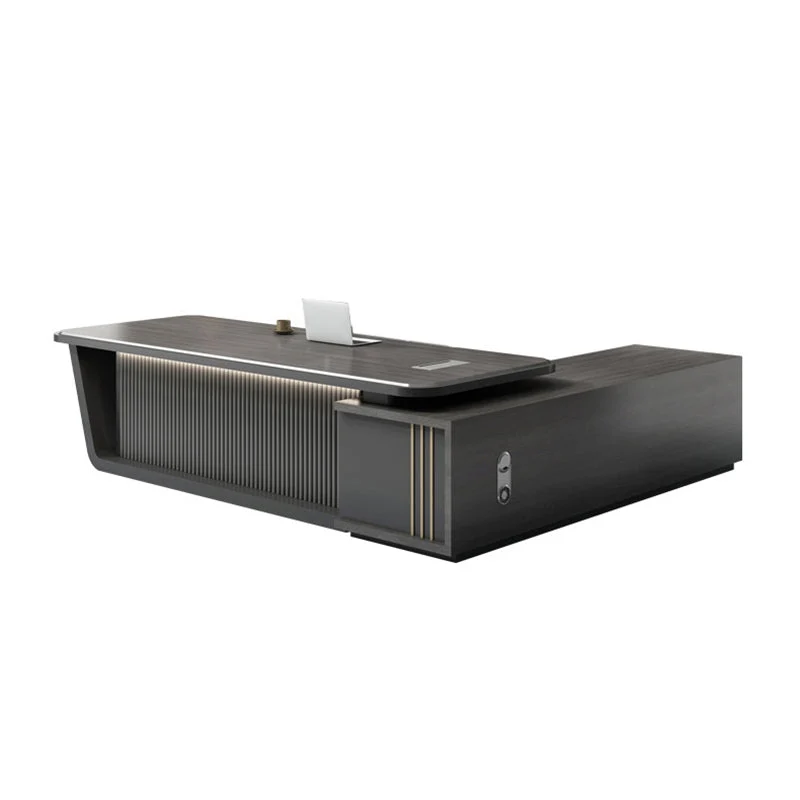 Bureau de direction contemporain en forme de L avec 2 tiroirs Clearhalo