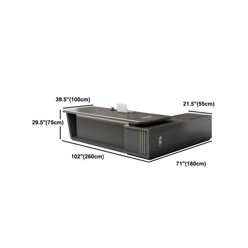 Bureau de direction contemporain en forme de L avec 2 tiroirs Clearhalo