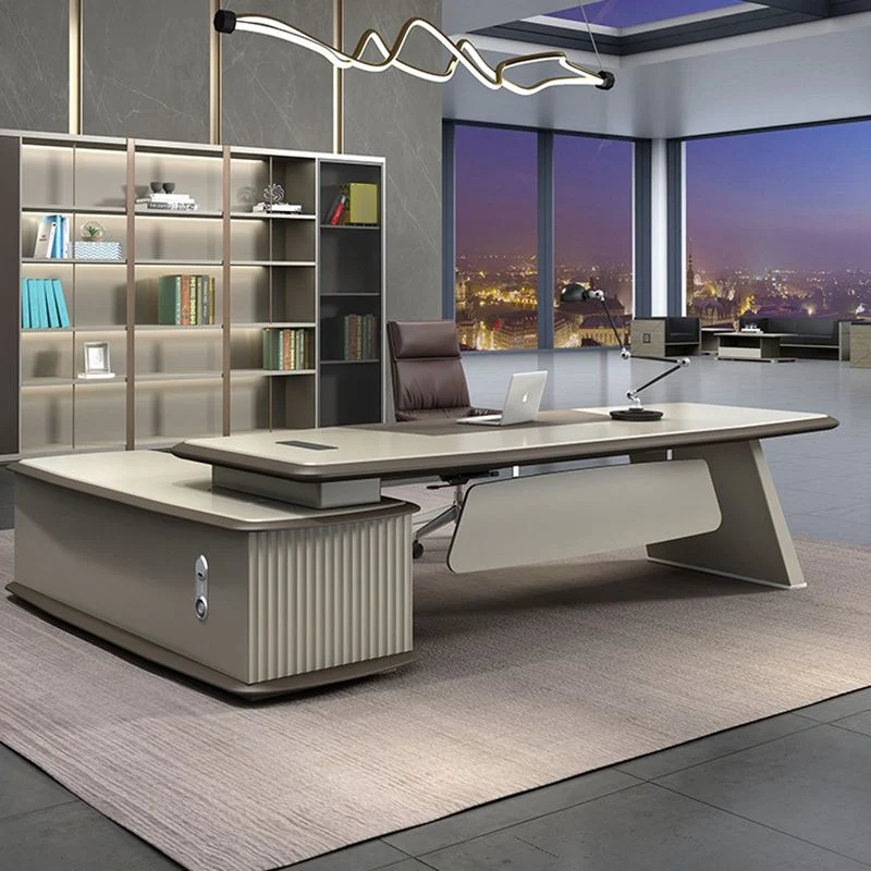 Bureau de direction contemporain en forme de L en bois artificiel avec 2 tiroirs de rangement Clearhalo