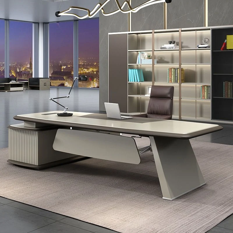 Bureau de direction contemporain en forme de L en bois artificiel avec 2 tiroirs de rangement Clearhalo