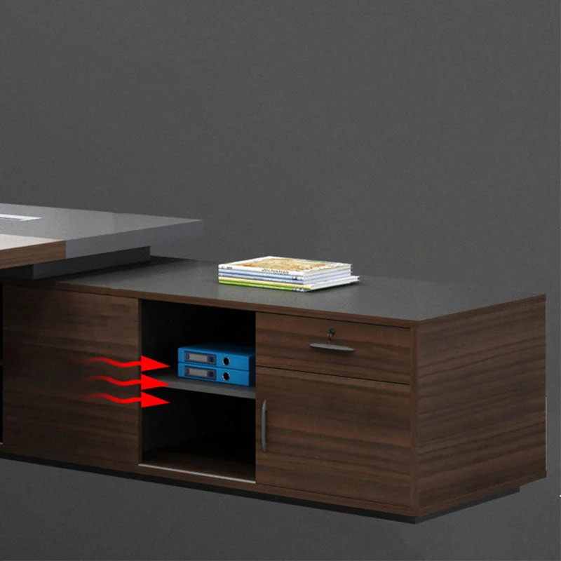 Bureau de direction contemporain en forme de L en bois avec tiroir verrouillable Clearhalo