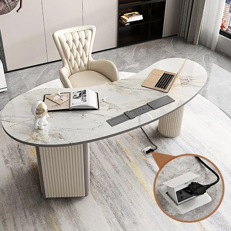 Bureau de direction Glam avec piédestal et 3 tiroirs avec gestion des câbles Clearhalo