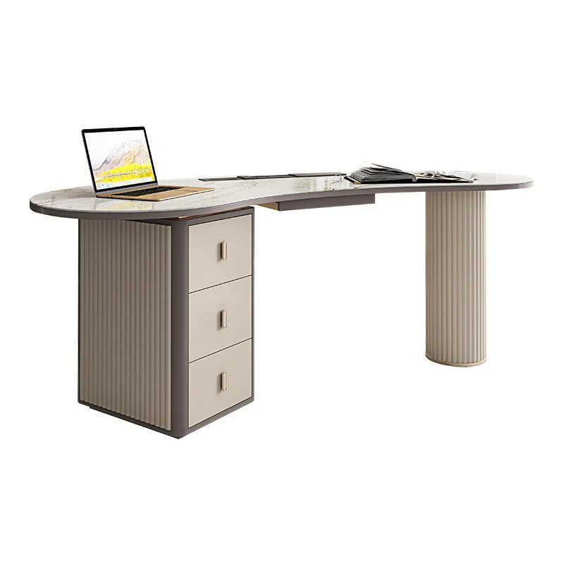 Bureau de direction Glam avec piédestal et 3 tiroirs avec gestion des câbles Clearhalo