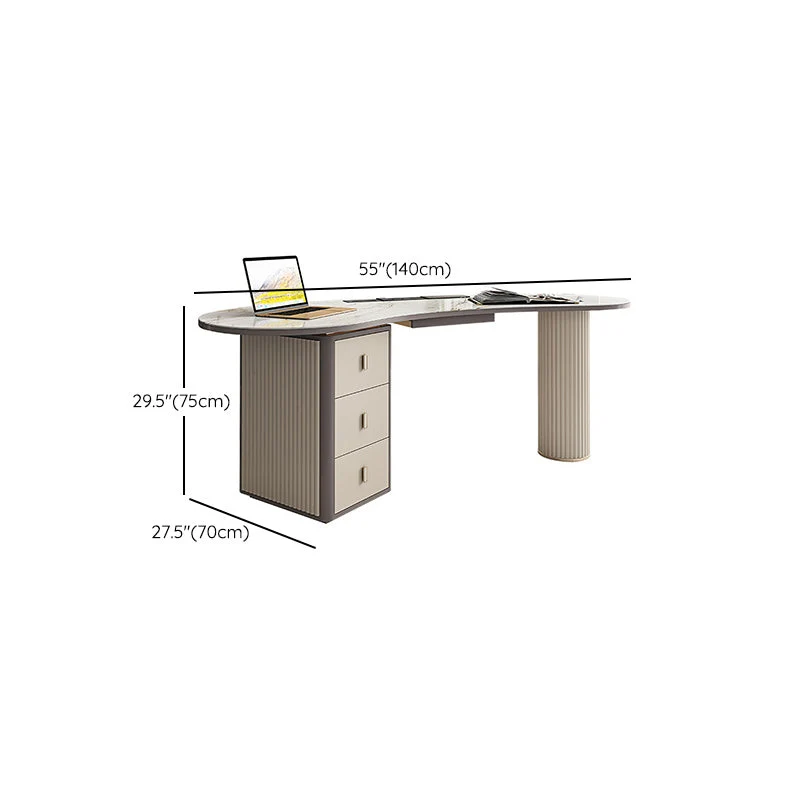 Bureau de direction Glam avec piédestal et 3 tiroirs avec gestion des câbles Clearhalo