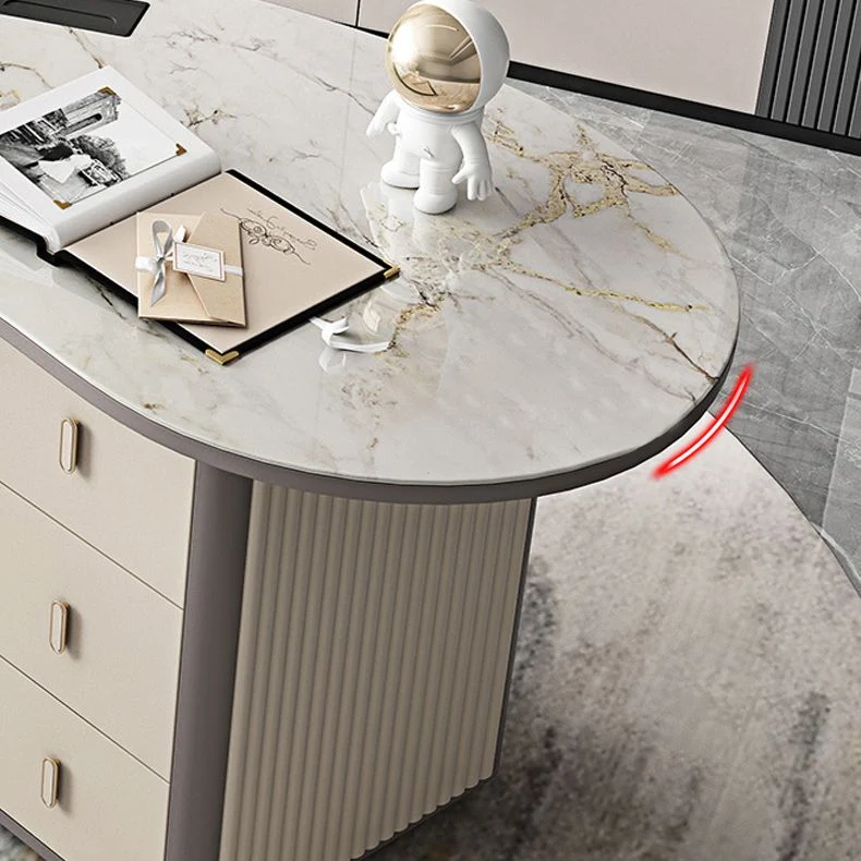 Bureau de direction Glam avec piédestal et 3 tiroirs avec gestion des câbles Clearhalo