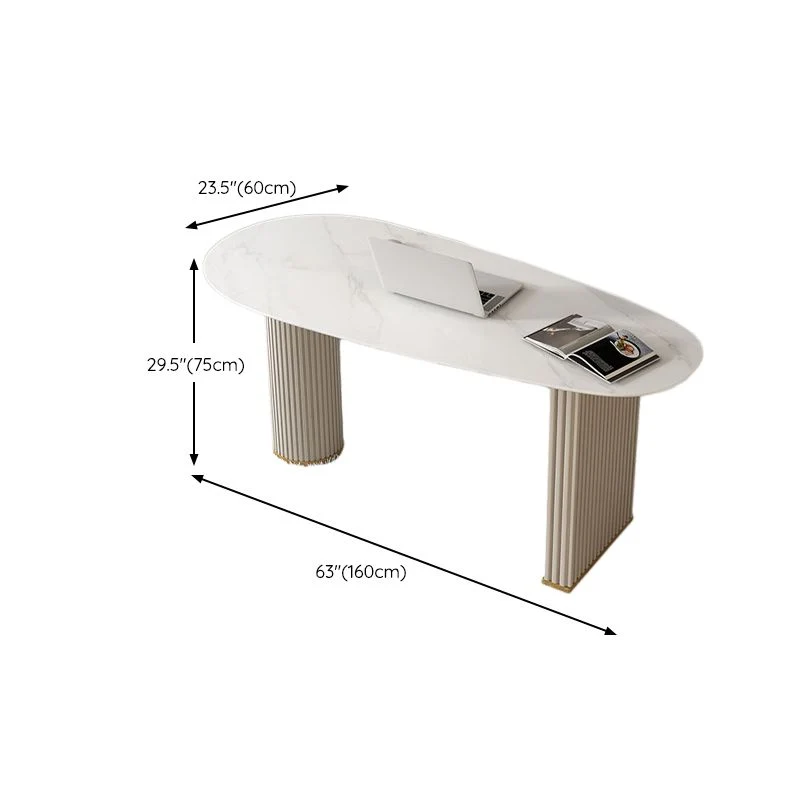 Bureau de direction Glam de 23 po de large, blanc, avec pieds en métal Clearhalo