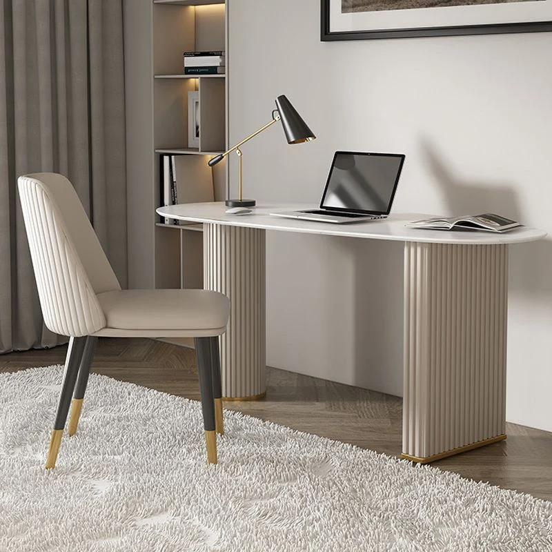 Bureau de direction Glam de 23 po de large, blanc, avec pieds en métal Clearhalo