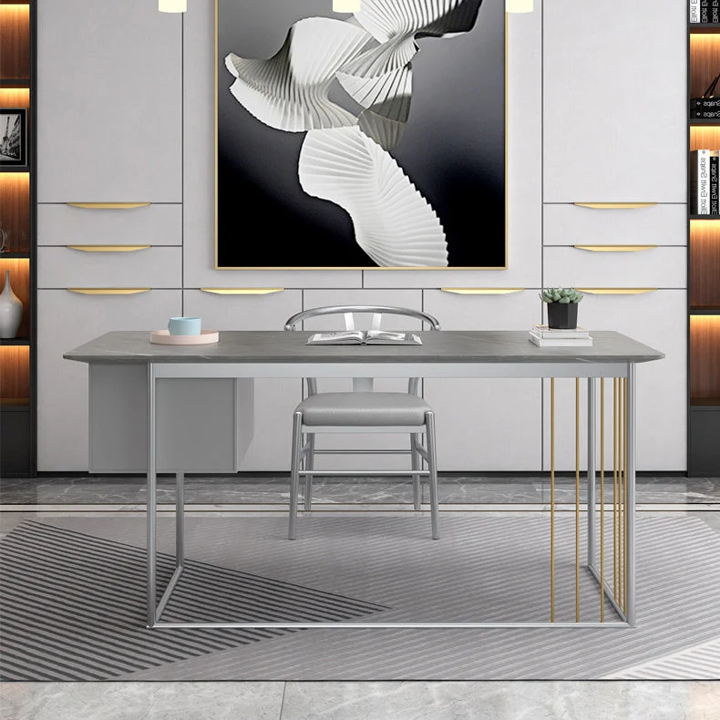 Bureau de direction incurvé Glam de 23,62 po de large avec 2 tiroirs de rangement Clearhalo