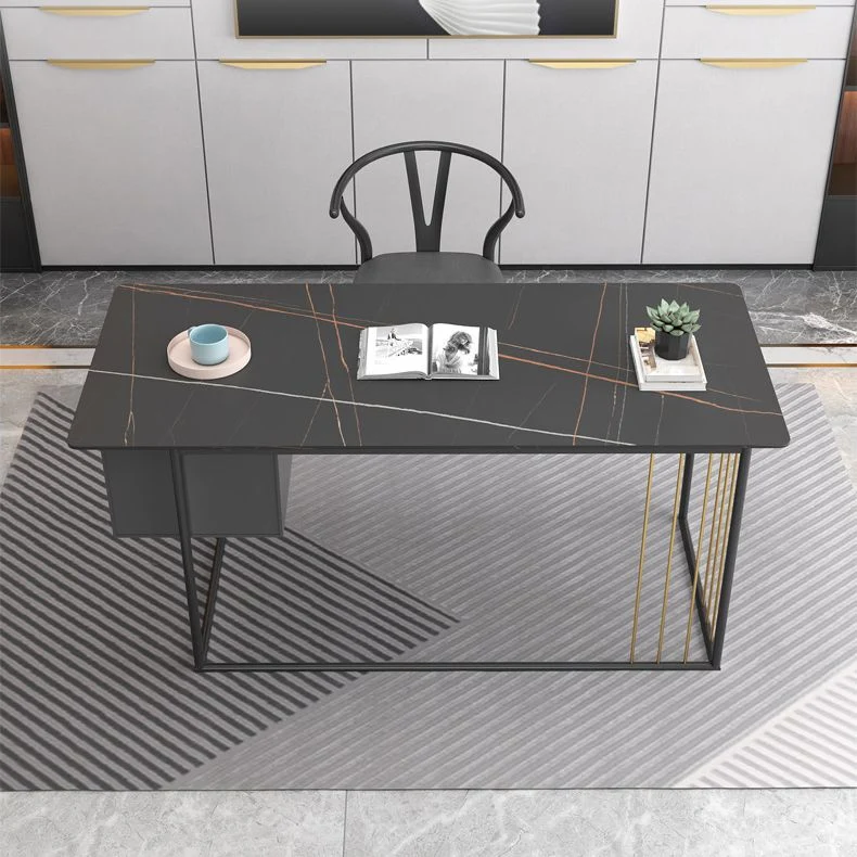 Bureau de direction incurvé Glam de 23,62 po de large avec 2 tiroirs de rangement Clearhalo