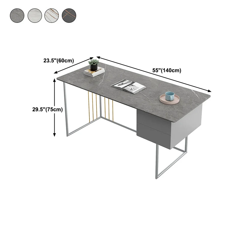 Bureau de direction incurvé Glam de 23,62 po de large avec 2 tiroirs de rangement Clearhalo