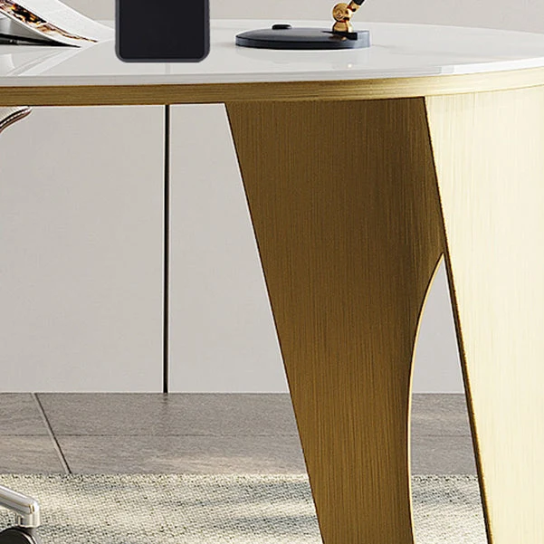 Bureau de direction incurvé Glam avec 3 tiroirs de rangement Clearhalo