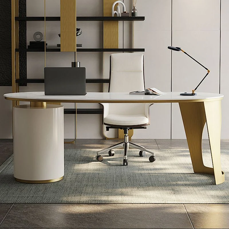 Bureau de direction incurvé Glam avec 3 tiroirs de rangement Clearhalo