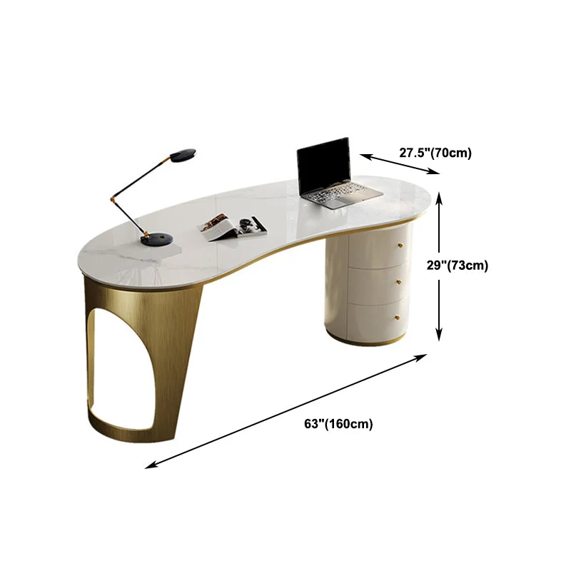 Bureau de direction incurvé Glam avec 3 tiroirs de rangement Clearhalo