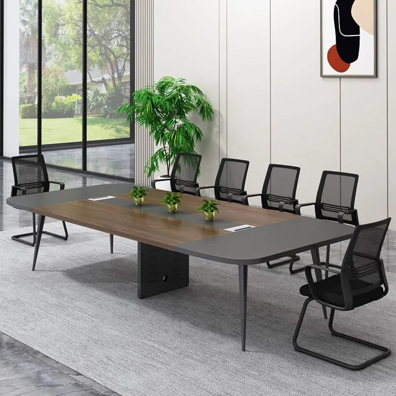 Bureau de direction industriel ovale en bois manufacturé Clearhalo