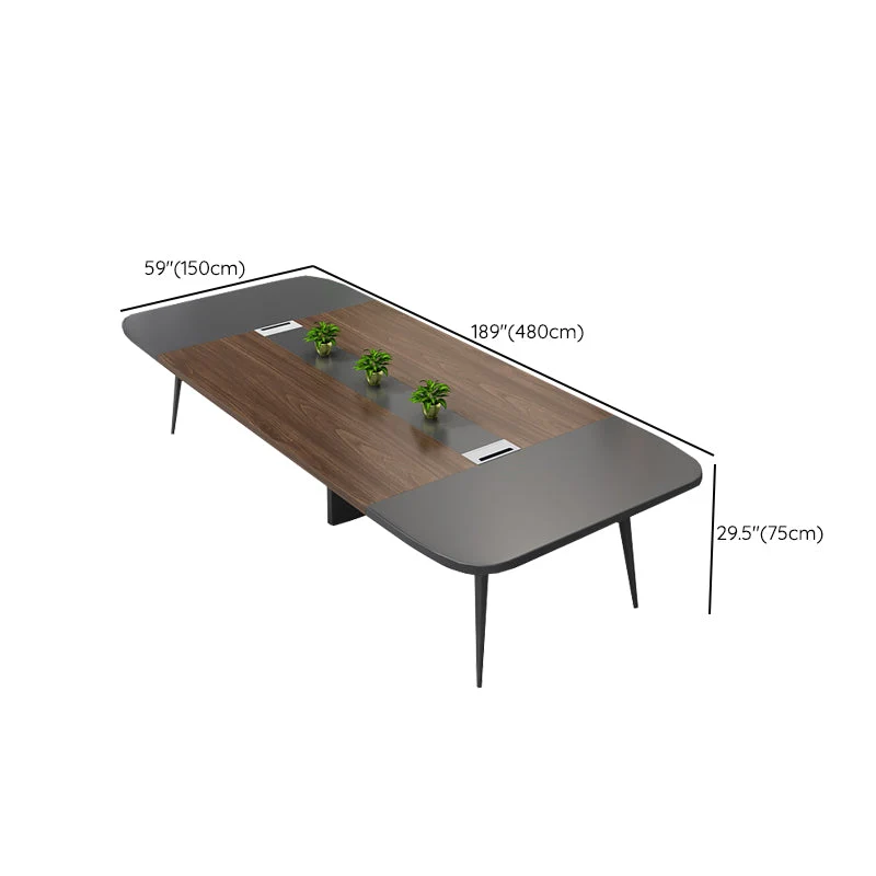 Bureau de direction industriel ovale en bois manufacturé Clearhalo