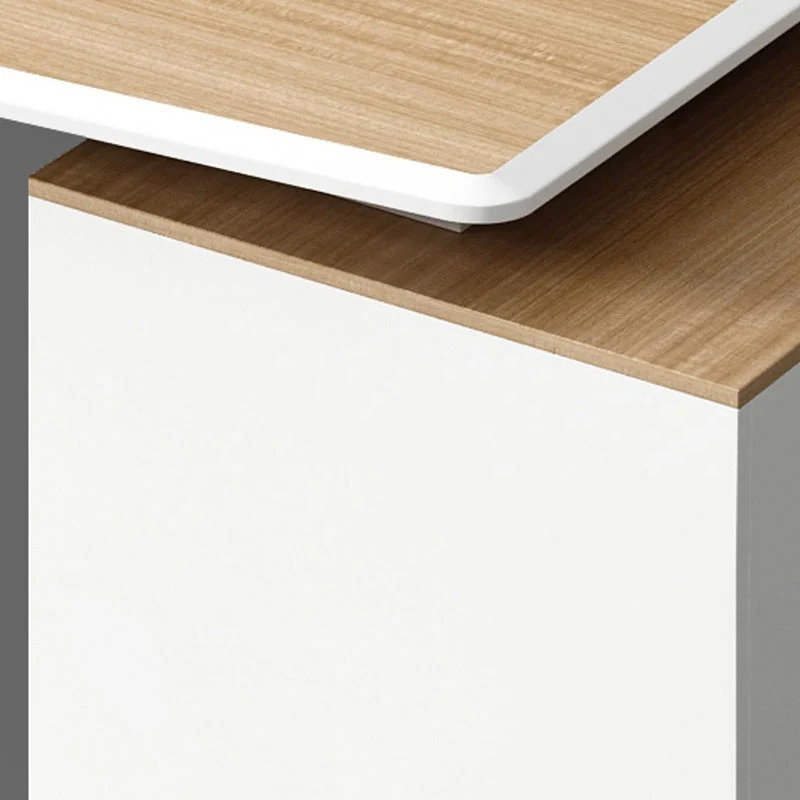 Bureau de direction moderne en bois artificiel, blanc et naturel, tiroir verrouillable Clearhalo