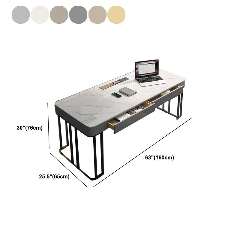 Bureau de direction moderne de 25 po de large, bureau rectangulaire à 2 tiroirs Clearhalo