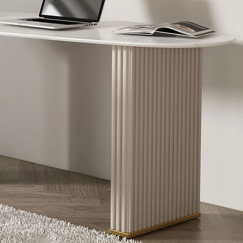 Bureau de direction ovale en marbre blanc Glam pour chambre à coucher Clearhalo