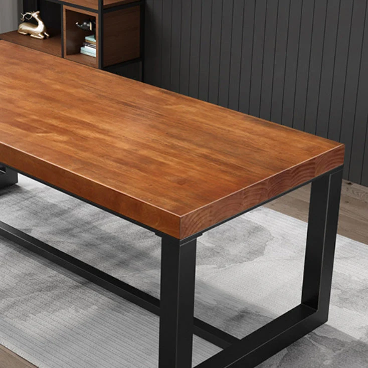 Bureau de direction rectangulaire contemporain Bureau marron avec pieds en métal Clearhalo