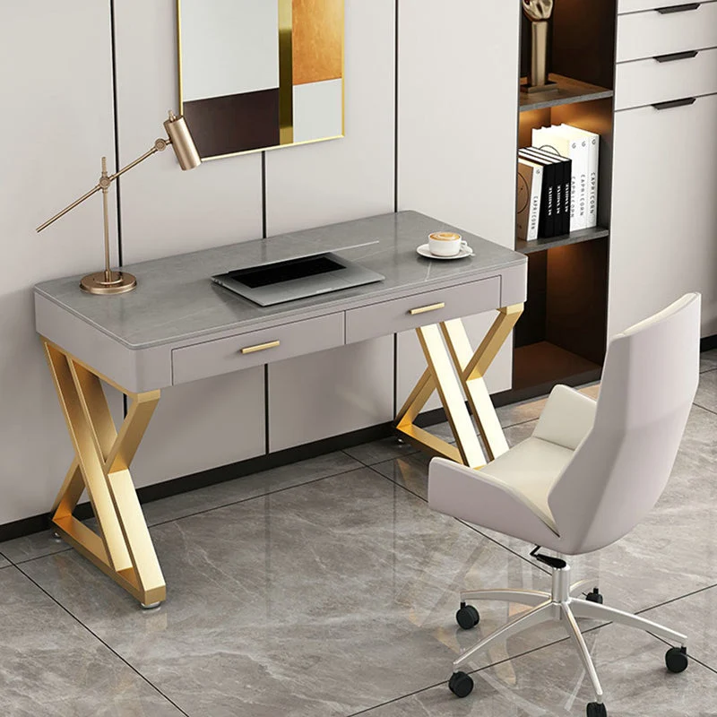 Bureau de direction rectangulaire gris Glam avec tiroirs Clearhalo