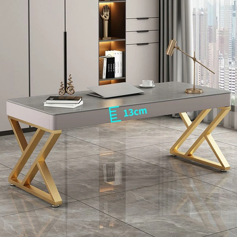 Bureau de direction rectangulaire gris Glam avec tiroirs Clearhalo