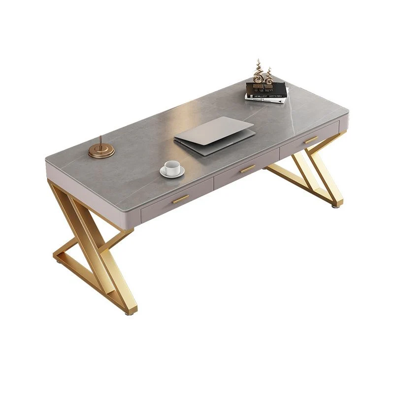Bureau de direction rectangulaire gris Glam avec tiroirs Clearhalo