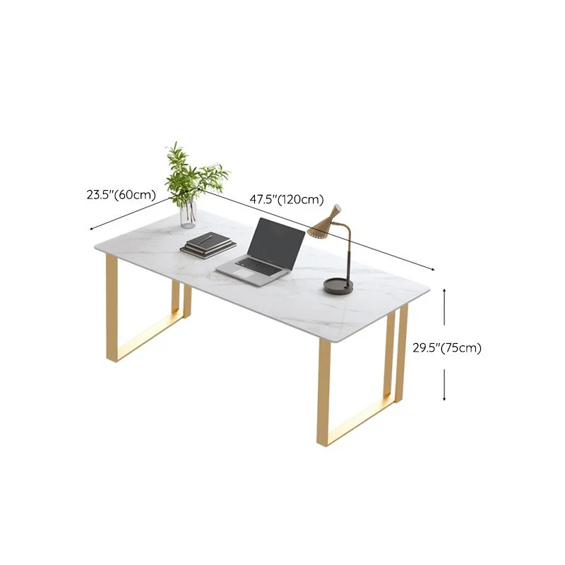 Bureau de direction rectangulaire à 2 tiroirs Glam blanc Clearhalo