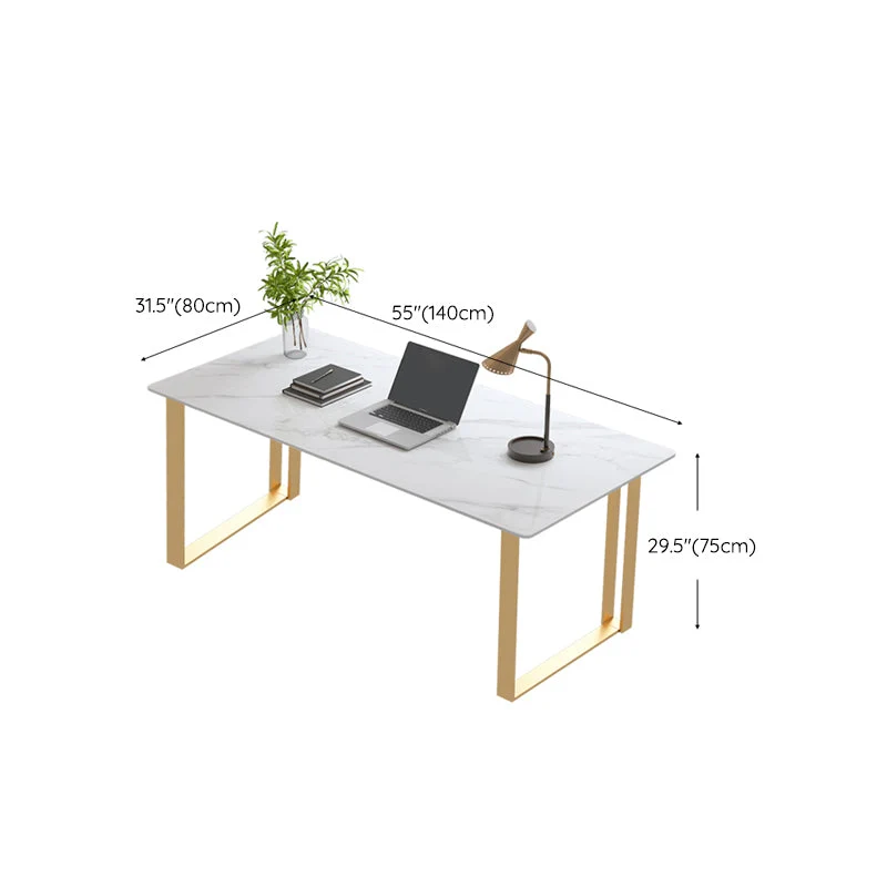 Bureau de direction rectangulaire à 2 tiroirs Glam blanc Clearhalo