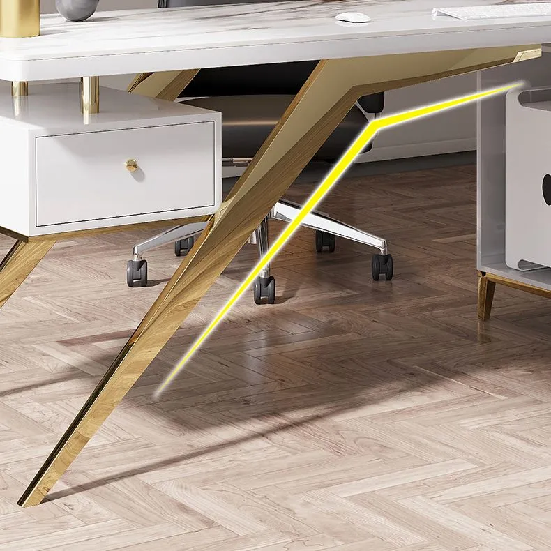Bureau de direction Stone Glam avec tiroirs pour bureau Clearhalo
