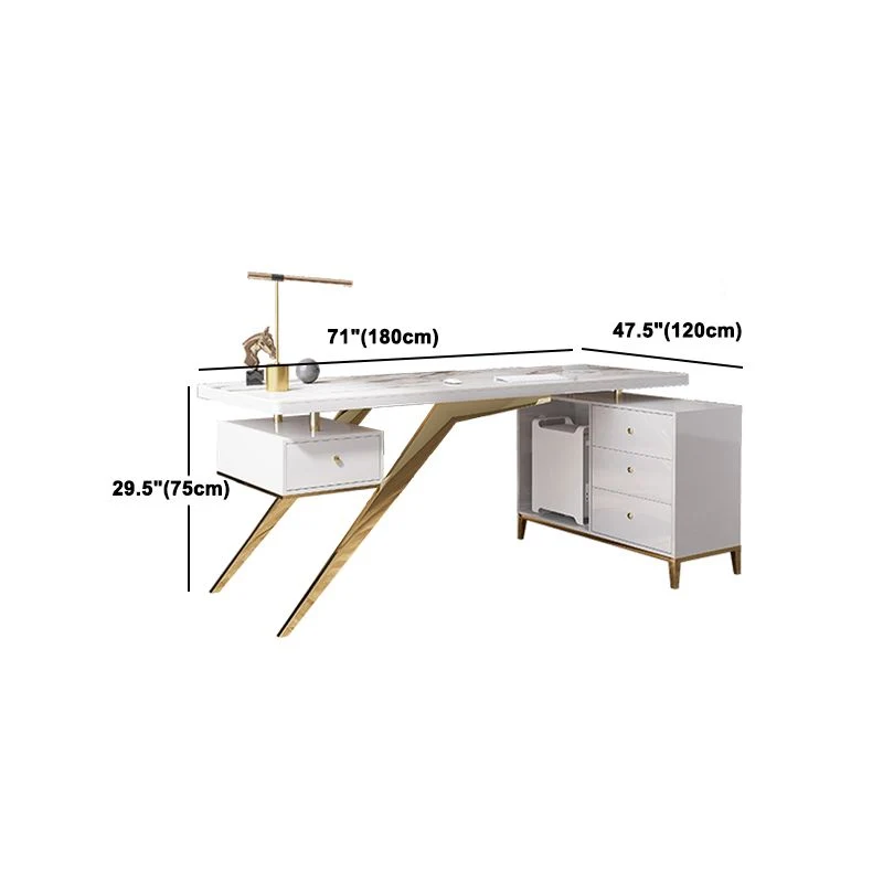Bureau de direction Stone Glam avec tiroirs pour bureau Clearhalo
