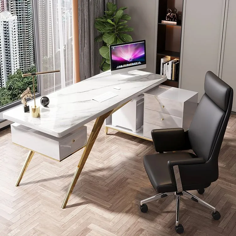 Bureau de direction Stone Glam avec tiroirs pour bureau Clearhalo