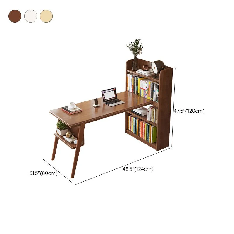 Bureau à domicile à base de piédestal contemporain Bureau d'écriture en bois massif de 31,5 po de large Clearhalo