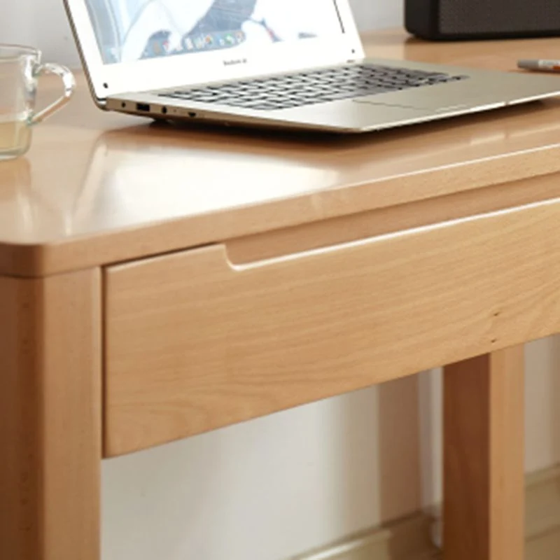 Bureau à domicile en bois de hêtre, bureau d'écriture naturel moderne avec tiroir Clearhalo